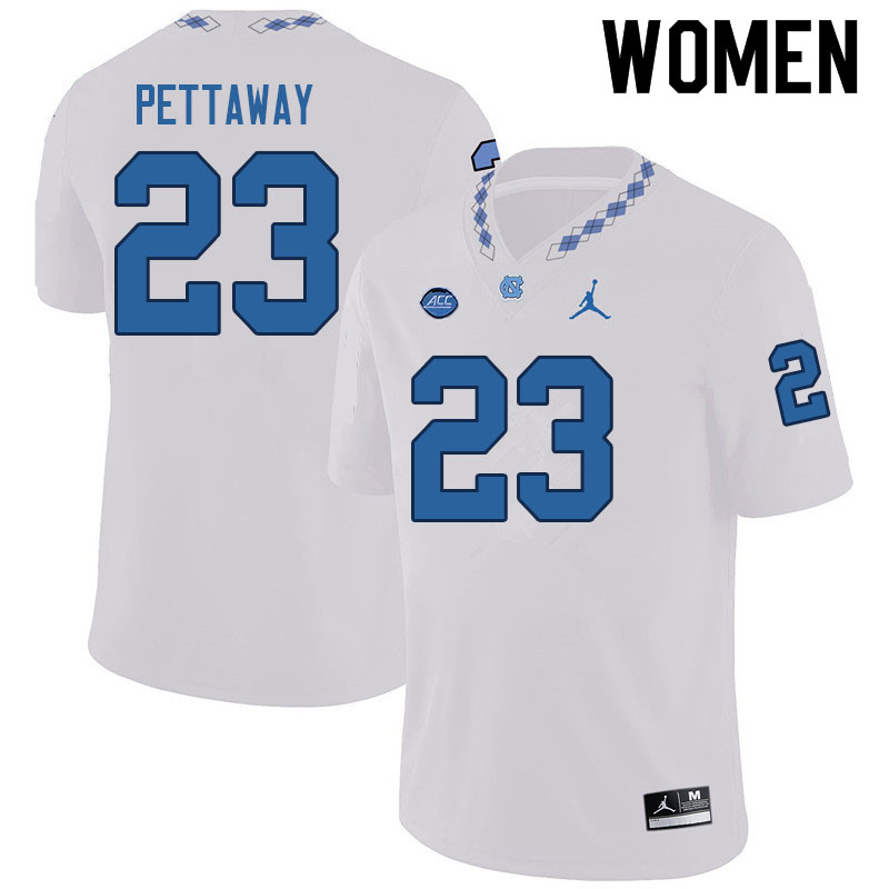 Women #23 George Pettaway North Carolina Tar Heels College Football Jerseys Sale-White